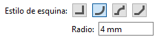 Opciones de esquina del rectángulo.