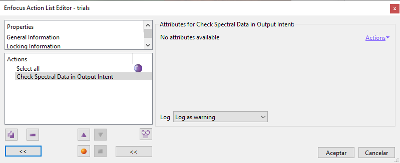 Check spectral data in output intent.