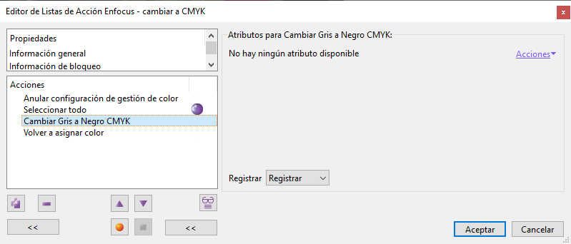 Convertir escala de grises a negro CMYK.